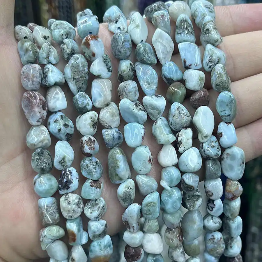 8-10MM Natural Crystal Larimar Stone Irregular Faceted Loose Beads For Jewelry Making DIY Necklace Bracelet 15''