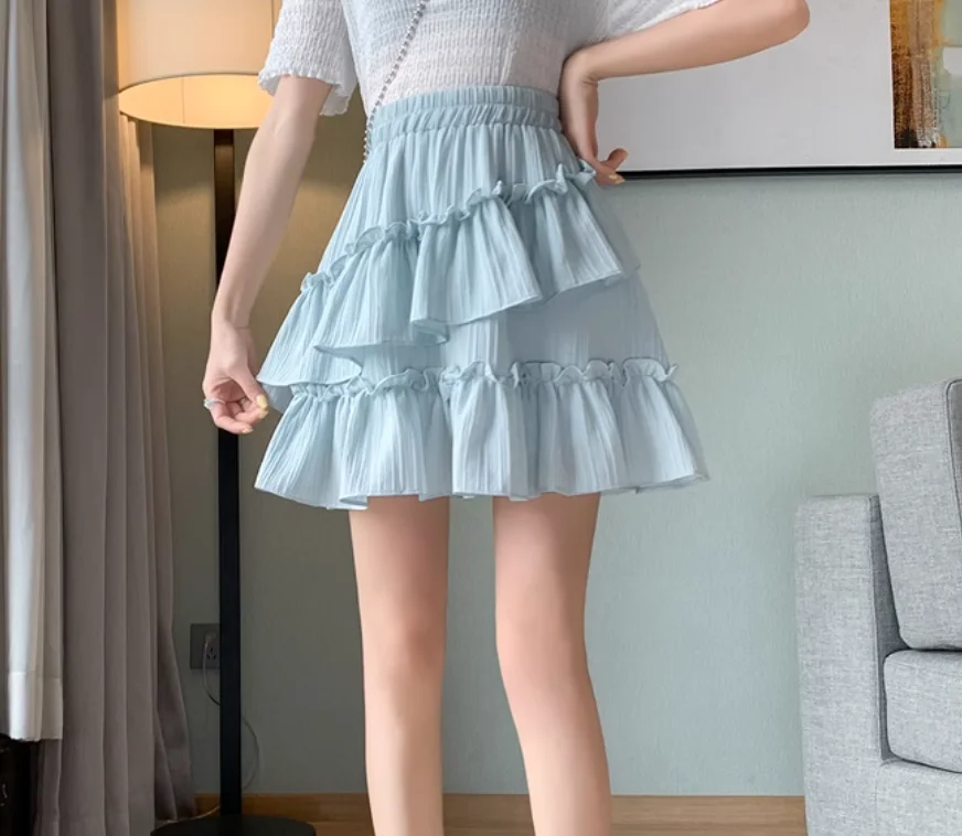 New Summer Japanese Harajuku Cool Girl Fashion Gothic Slim Sexy Blue Skirt Female Temperament Sweet Kawaii Mini Skirt