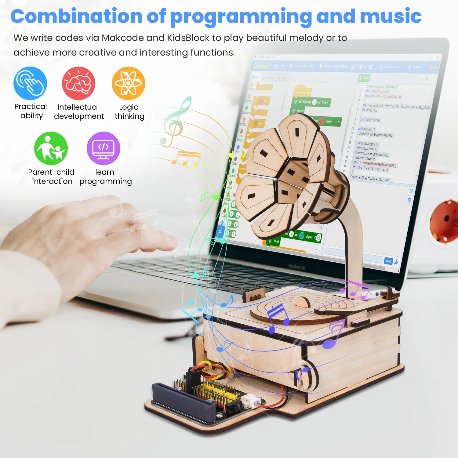 Keyestudio Programming DIY Mini Light controlled Phonograph Kit For BBC Microbit V2 Kit&Arduino ESP32 Kit Kids Programmable Toys