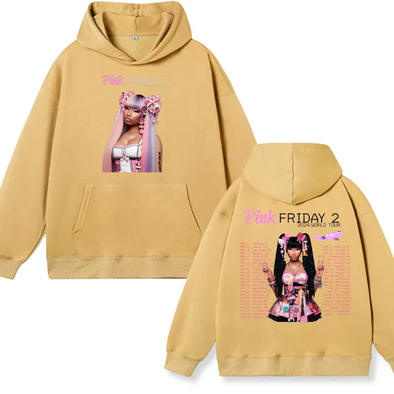 Rapper Nicki Minaj Pink Friday 2 2024 World Tour Print Hoodie Male Hip Hop Fashion Oversized Sweatshirts Unisex Winter Pullover