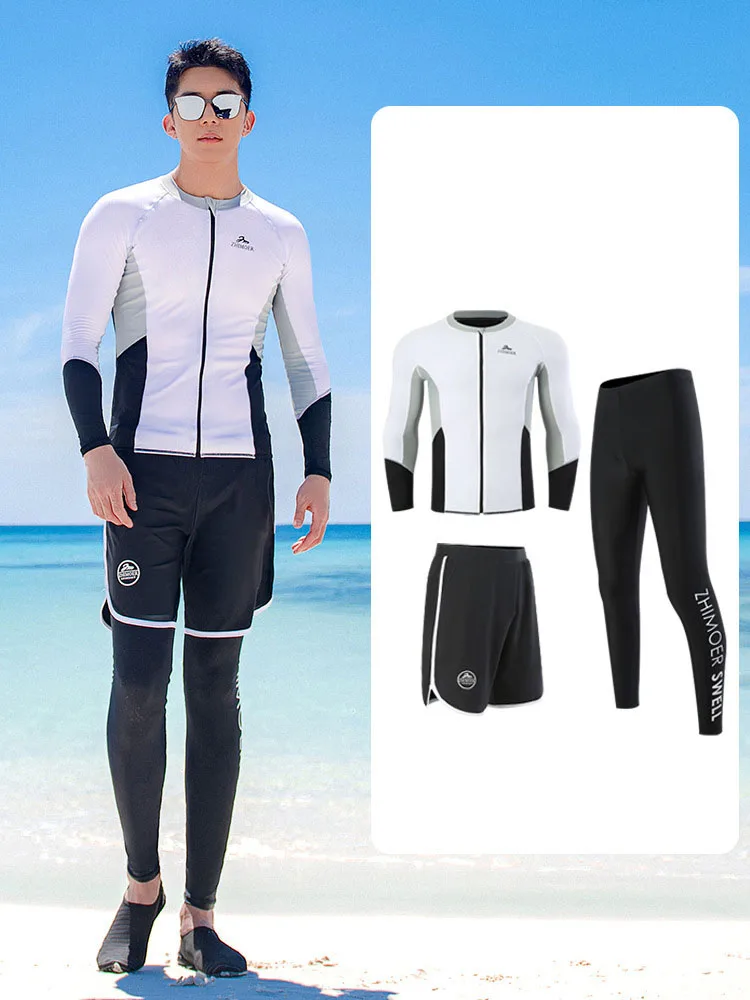 Women\'s Men\'s Long Sleeve Rash Guard, Quick Dry Swim Shirt+Trunks+Shorts With Bikini Full Body Water Surf Swimsuit Bathing Suit