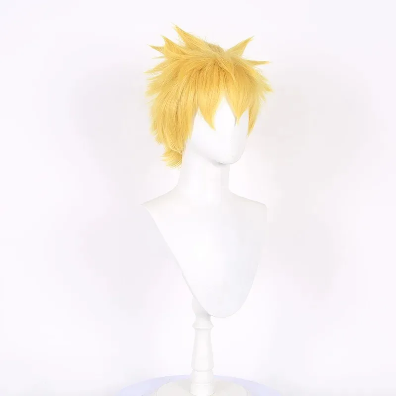 AAA 2025 HOKAGE NINJA Uzumaki تأثيري الأصفر الاصطناعية قصيرة مجعد أنيمي Coser جودة عالية ألياف مقاومة للحرارة شعر مستعار داي #5