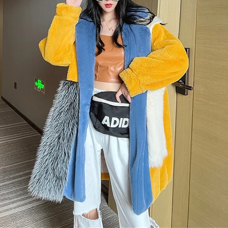 

Faux Fur Women Long Coats Y2k Streetwear Jackets Turn Down Collar Coat Thick Warm Jacket Work Outerwear Autumn Winter 2025