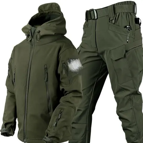 Outdoor Waterproof Windproof Softshell Sharkskin Jacket and Pants Tactical Hunting Clothes Men Camping Hiking Sport Suits