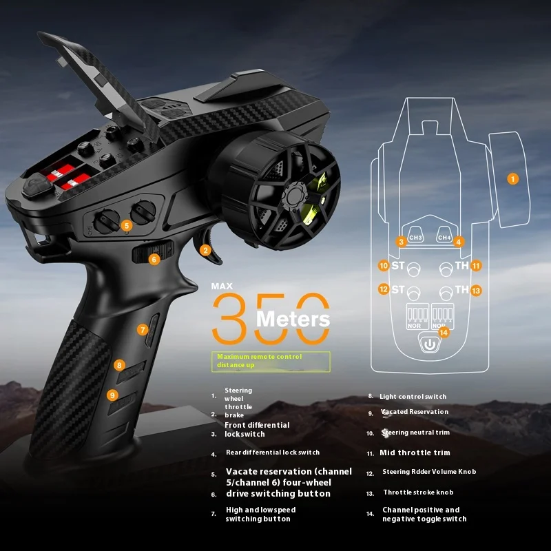 New Stock Relallo Tk07 1:7 Simulation Rc Model Remote Control Four-Wheel Drive Dual-Speed Differential Climbing Off-Road Vehicle