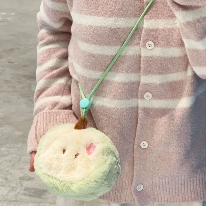 Kawaii الكرتون البسيطة التفاح أفخم صفر المحفظة لطيف التفاح الأحمر الفاكهة محفظة نسائية للعملات المعدنية الاطفال المحفظة سماعة مفتاح حقيبة التخزين فتاة الهدايا #1