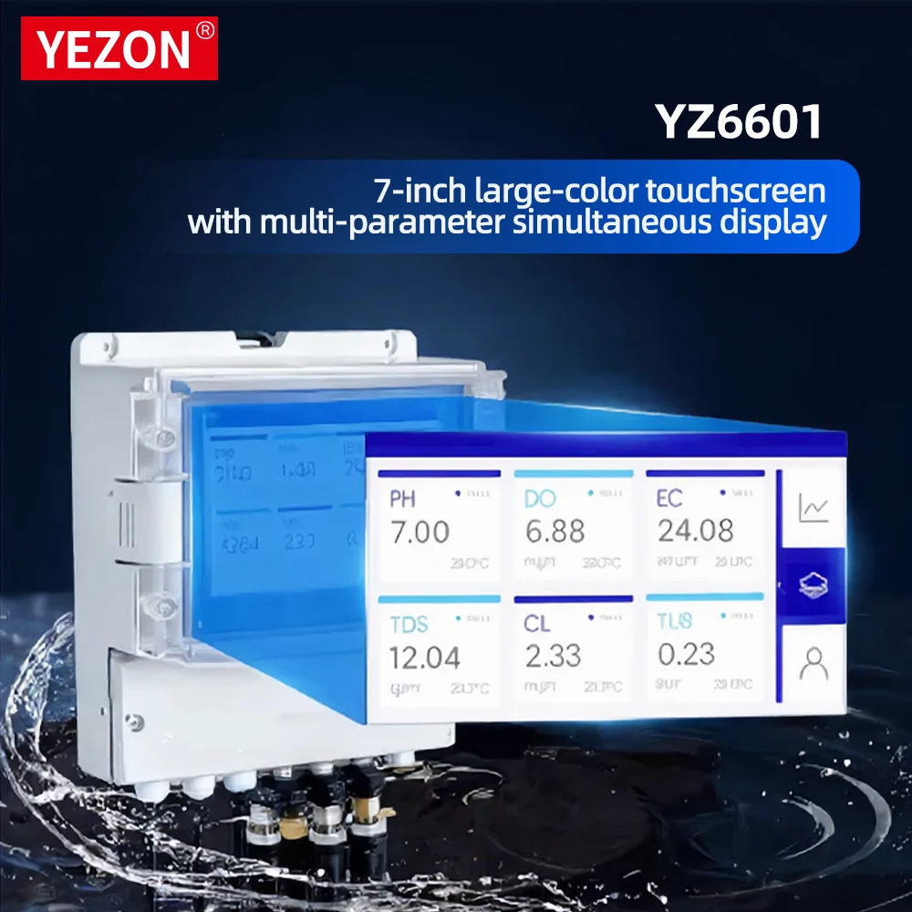 Yezon 6601 4-20ma RS485 Multi-parameter Internet Local Storage Cloud Storage Water Quality Analyzer pH ORP Conductivity