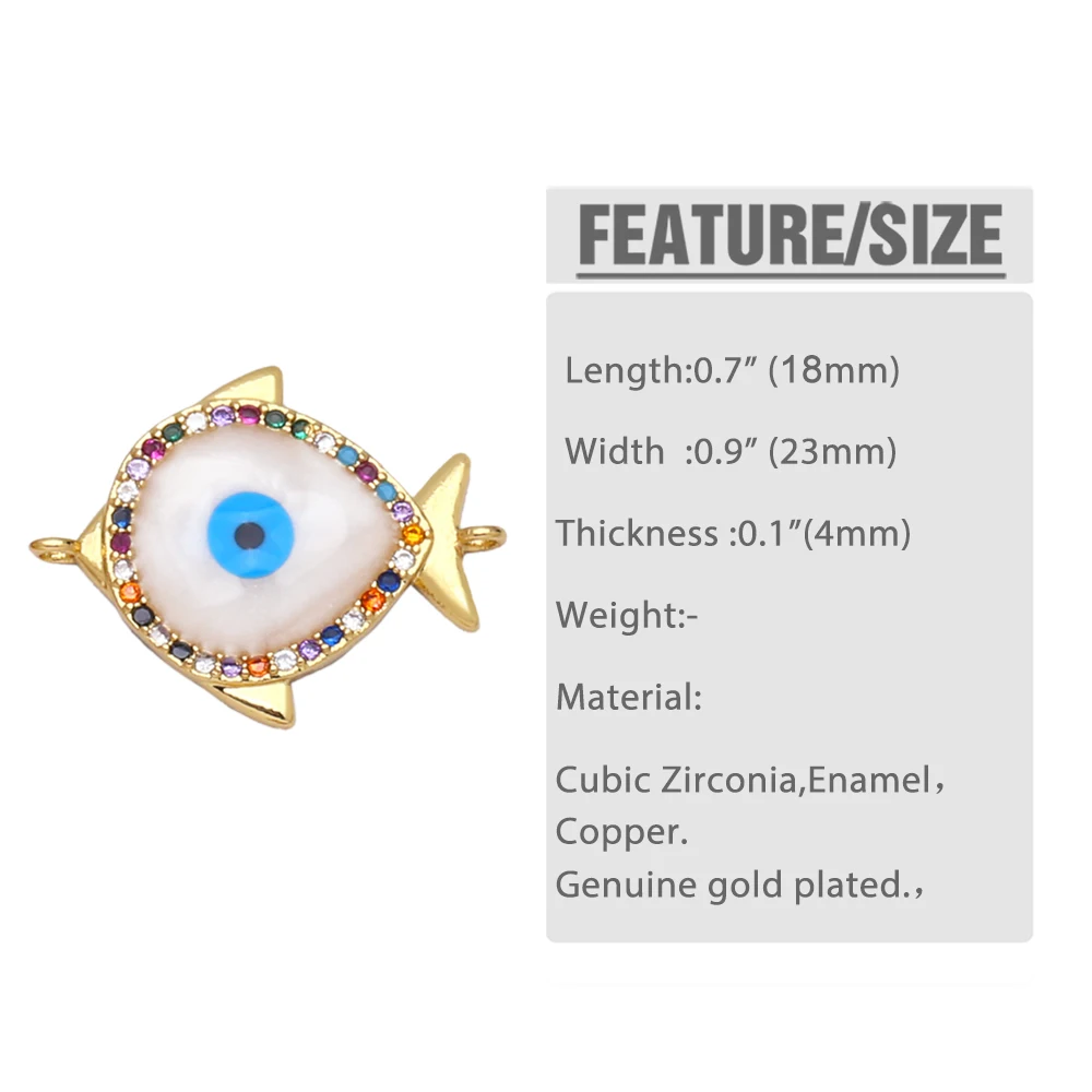 OCESRIO Small Gold Plated Blue Evil Eye Charm Connector for Jewelry Making Copper Zircon Dream Catcher Accessories  pdta644