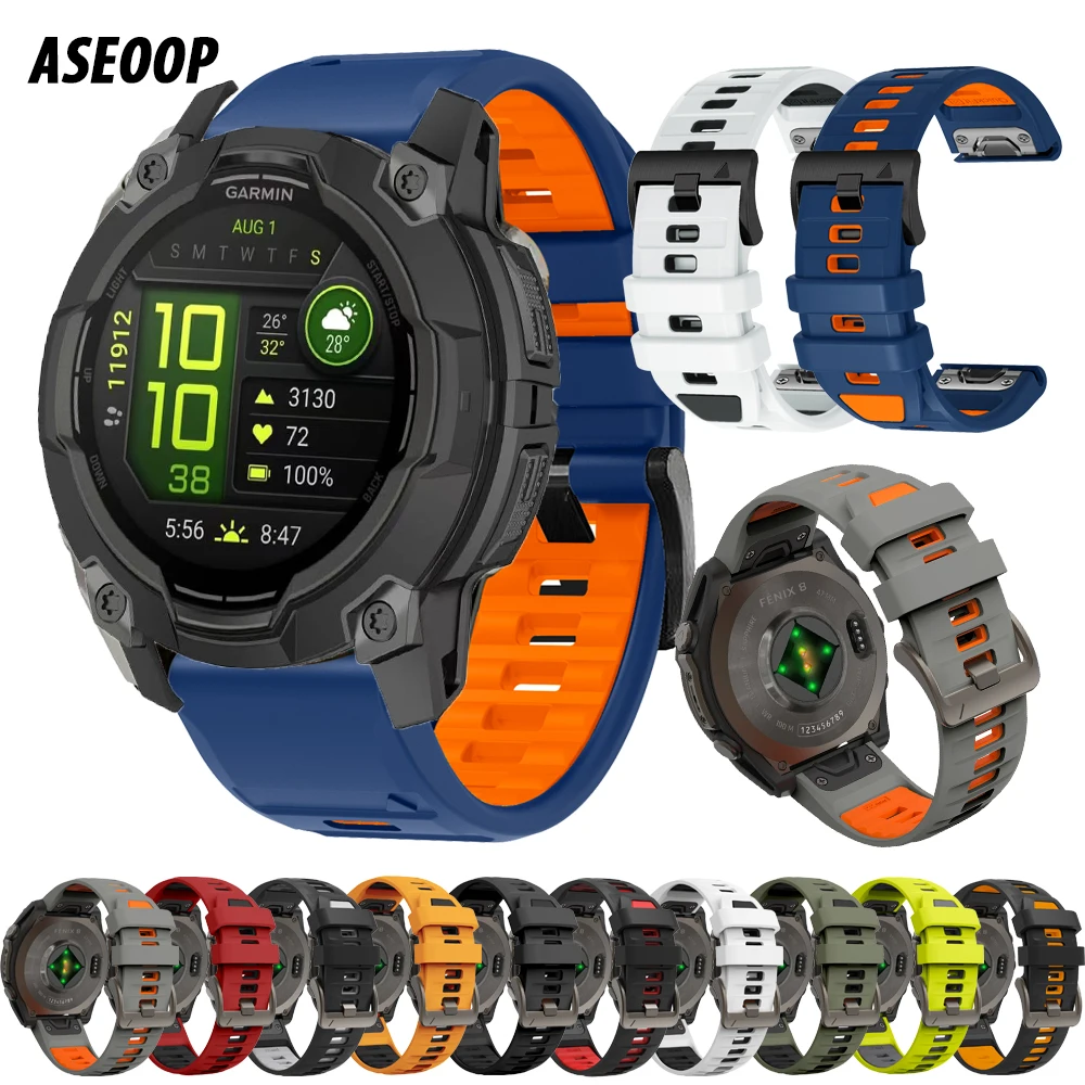 

QuickFit Silicone Strap For Garmin Fenix 7X Pro Solar/6X 6/Epix/Instinct 3 50mm 2X/tactix 7 AMOLED Bracelets 22/26mm Accessories
