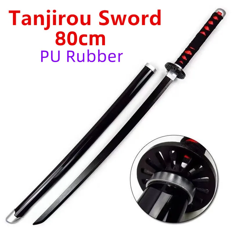 FC 80cm Cosplay Swords Anime Demon Slayer Katana Weapon Original Sword Tokitou Muichiro Swords Toy Safety Rubber Model Gift