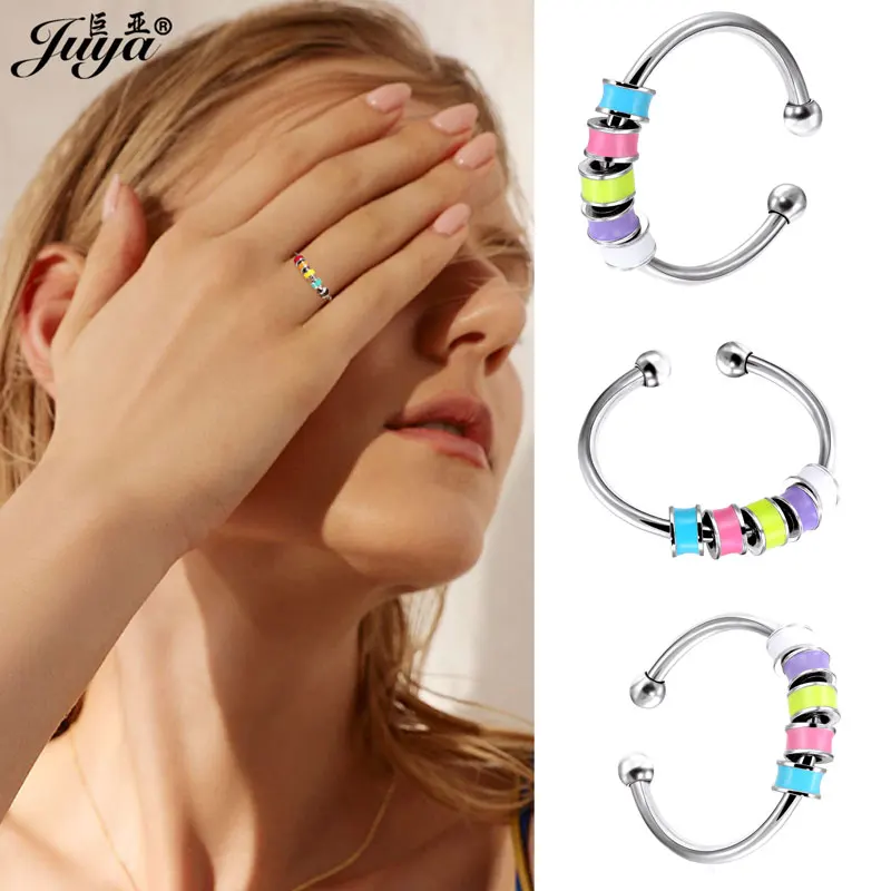 

Relieve Anxiety Rings Stainless Steel Adjustable Open Rings For Women Harmless To Sensitive Skin Dainty Jewelry