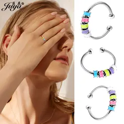 Relieve Anxiety Rings Stainless Steel Adjustable Open Rings For Women Harmless To Sensitive Skin Dainty Jewelry