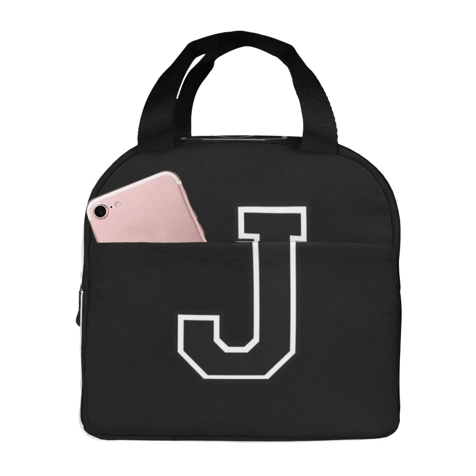 Capital Letter J Pattern Lunch Bags Insulated Bento Box Lunch Tote Leakproof Picnic Bags Thermal Bag for Woman Girl School