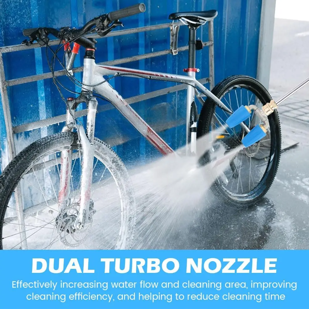 Pressure Washer Dual Turbo Nozzle, 360°Rotating Turbo Nozzle with 1/4" Quick Connector, 2.0 Orifice Twin Turbo Nozzle, 4-6 GPM