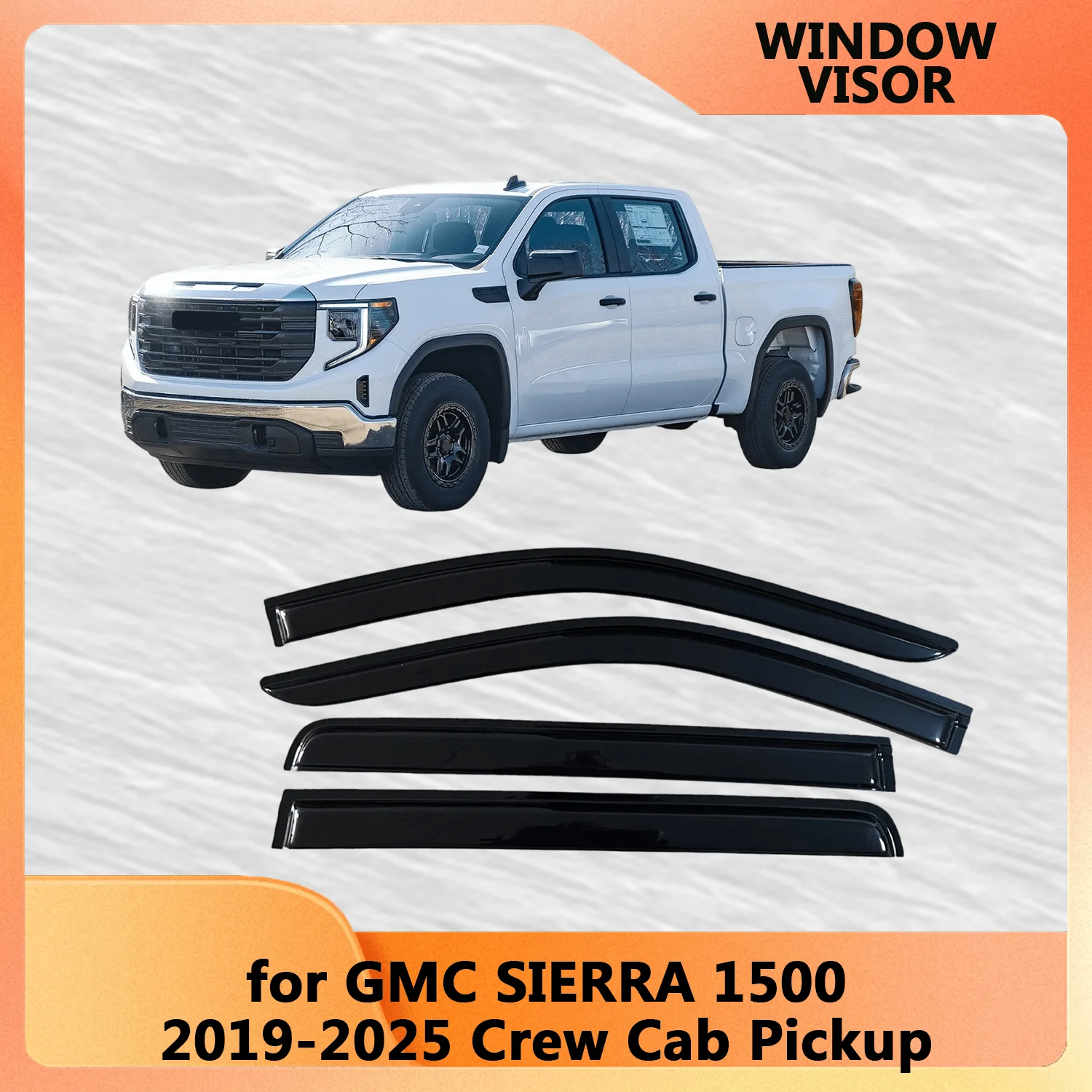 

Дефлекторы окон для GMC SIERRA 1500 2019-2025 (Crew Cab Pickup), защита от дождя, ветра и солнца, боковые ветровики