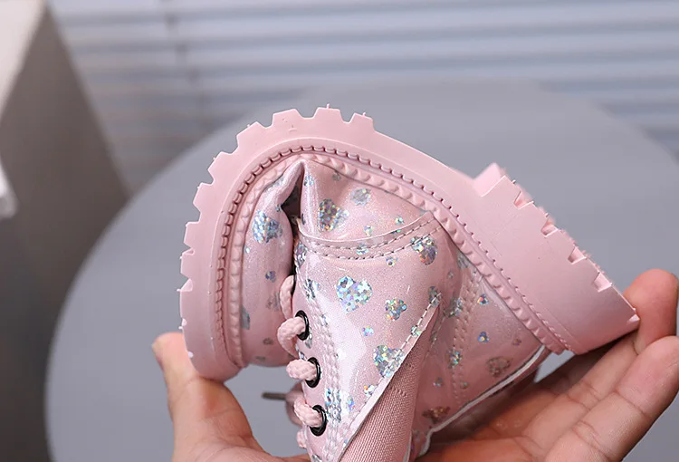 Bling Stars Allover-Print Kinder-Stiefeletten für Mädchen Weiche Sohle Herbst Prinzessinnen-Schuhe Glänzende Kinder-Kurzstiefel – Detail 17