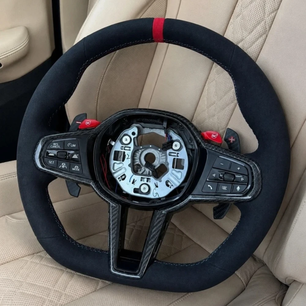 Customized Car Steering Wheel Upgrade For BMW G82 G42 G21 G80 G07 G30 G42 G87 F90 F80 F86 Suede Leather Car Accessories