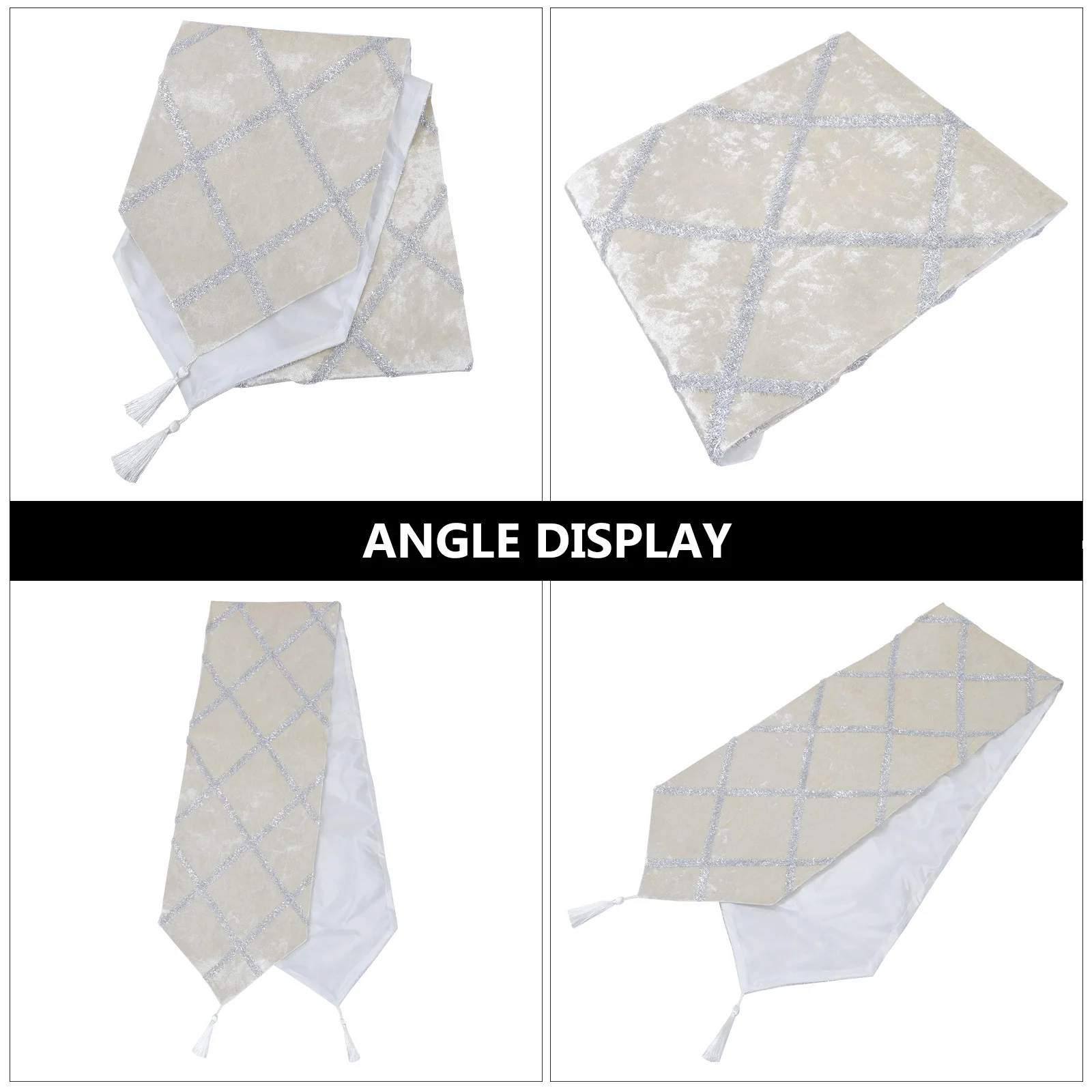 

1Pcs European Style Diamond Stripe Table Runner Rhinestone Tassels Elegant Vintage Wedding Holiday Table Decor