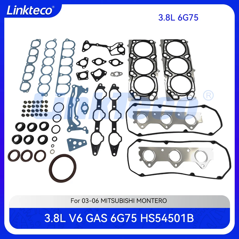 

Engine Cylinder Head Full Gasket Set Fit 3.8 T L V6 GAS 6G75 For 03-06 MITSUBISHI MONTERO 3.8L SOHC 24V HS54501B CS26313