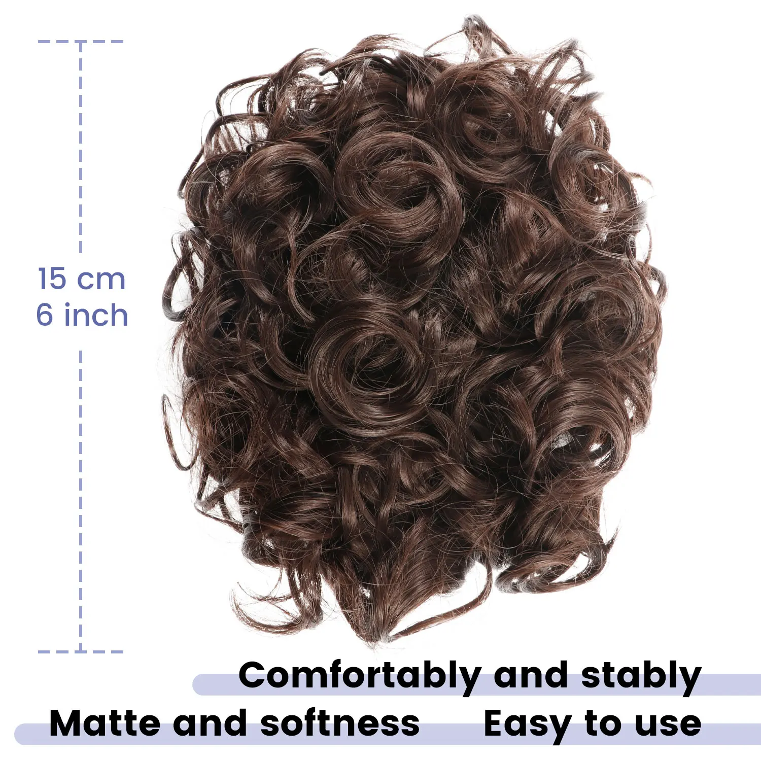 Synthetischer Scrunchie-Chignon-Haarteil, lockiger Haarknoten mit Kämmen, unordentlicher Dutt-Haarteil für Damen und Mädchen – Detail 5