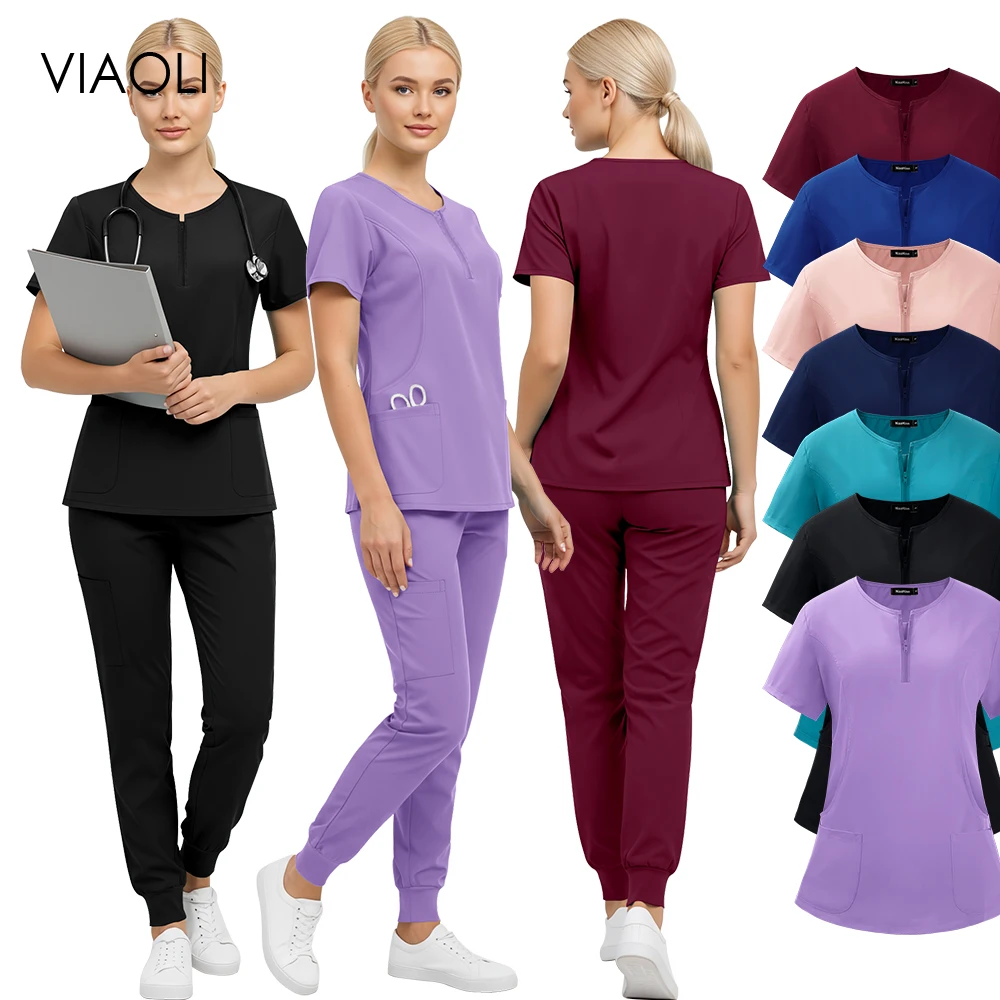 Wholesale Operating Room Uniform Solid Surgical Scrubs Set Breathable Medical Clothes Pet Clinic Healthcare Workwear Nursing Set