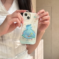 Summer Cute Blue Ocean Goldfish Bag Wrinkled Pattern With Holder Shock Proof Phone Cover Case for iPhone 16 15 14 13 Pro Max