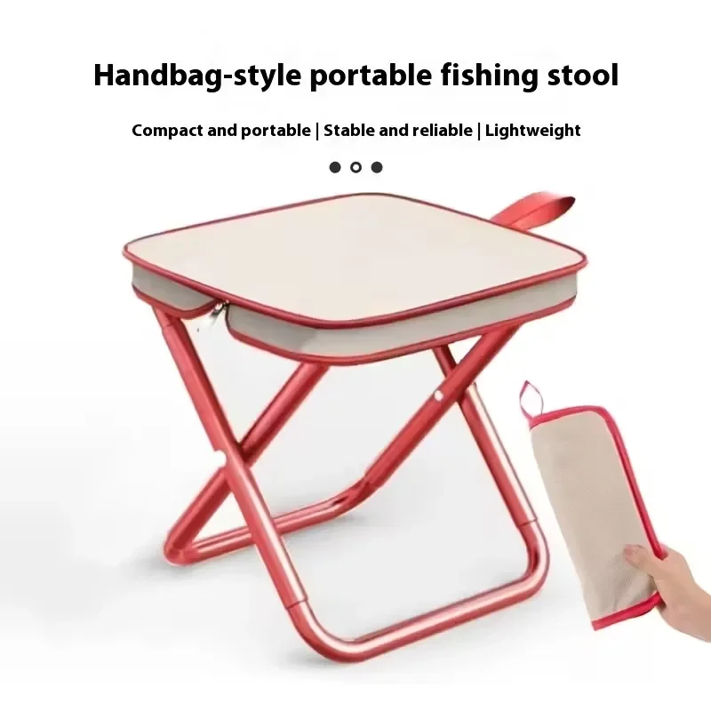 مقعد محمول قابل للطي مع مقبض، مقعد صيد للتخييم في الهواء الطلق، مقعد بسحاب للخارج #2