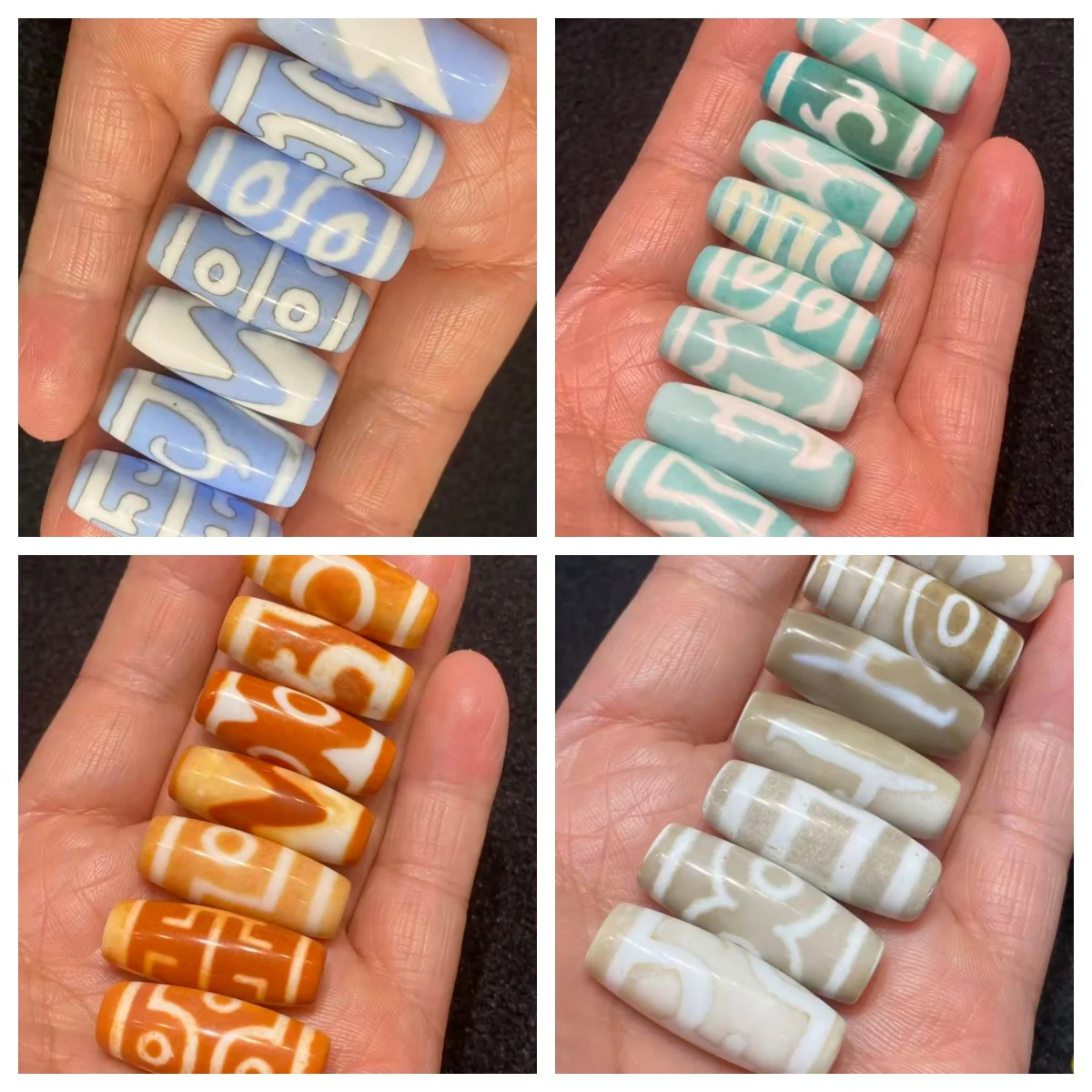 1pcs/lot Red green white blue colorful Taiwan craft white Hao Dzi beads 30mm complete patterns weathered patina loose bead