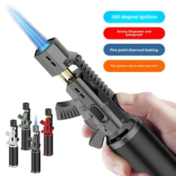 Inflatable Windproof High Firepower Blue Flame Flamethrower Gas Lighter Lock Fire Point Cigar Point Moxibustion Wholesale