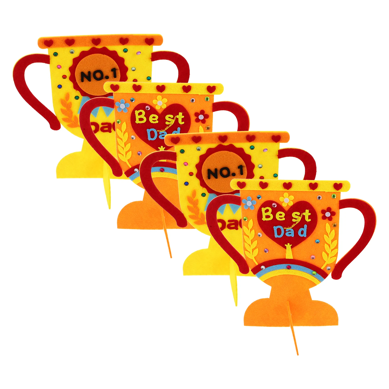 4 pçs troféu artesanato material kit tecido não tecido diy presente artesanal para crianças dia dos pais aniversário artesanato papel presente criativo