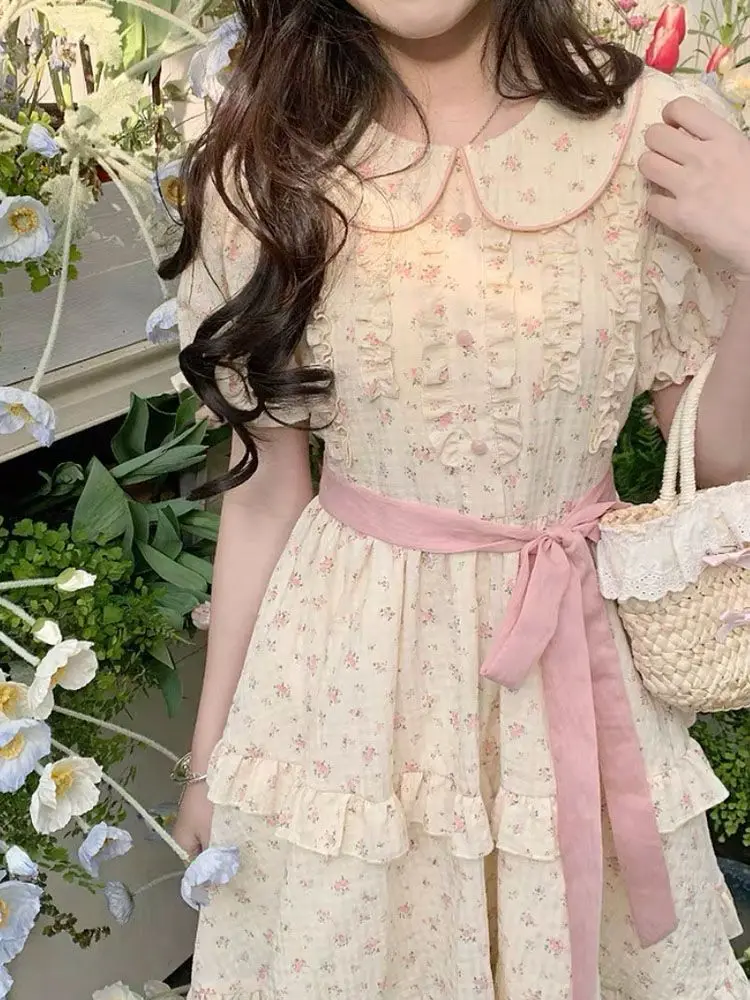 2024 Summer Japanese Kawaii Dress Women Even Party Cute Y2K Mini Dress Outwear One Piece Dress Korean Fashion Clothing Vintage