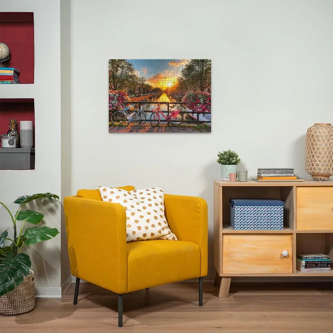 1000 sztuk kreatywne puzzle Amsterdam rower papierowe puzzle dla dorosłych antystresowe puzzle zabawki dla dzieci gry