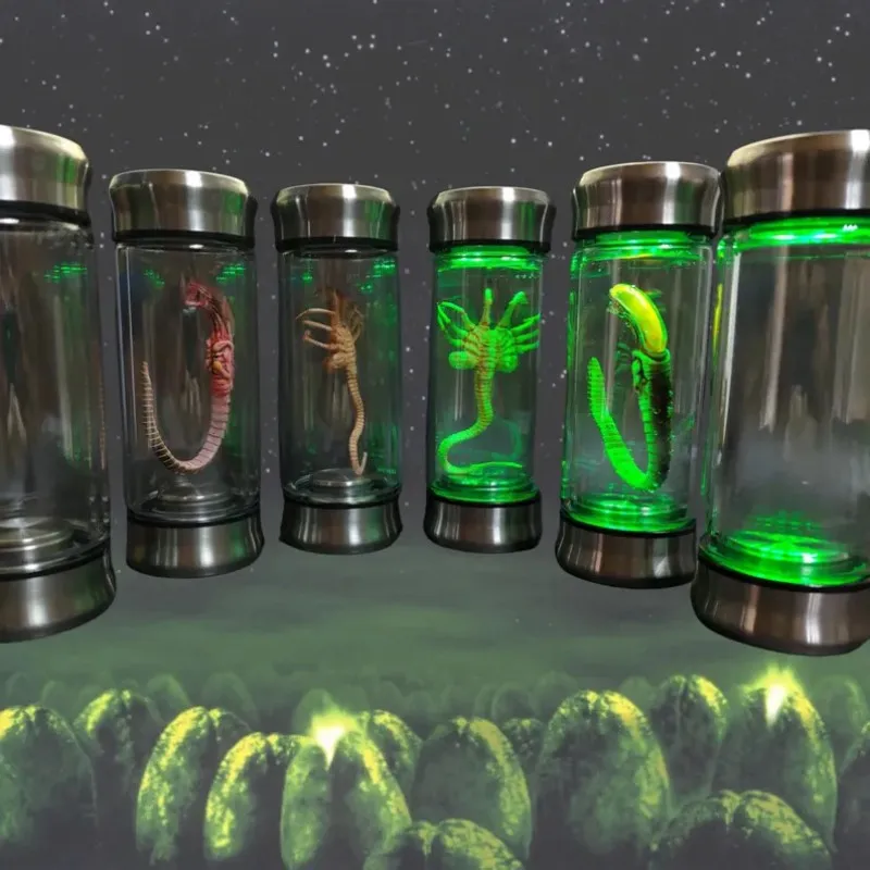 جرة عينة زينومورف المتوهجة - غرفة حيوية لجنين الوجه |   نسخة طبق الأصل من الدعامة الغريبة |   ديكور رعب خيال علمي