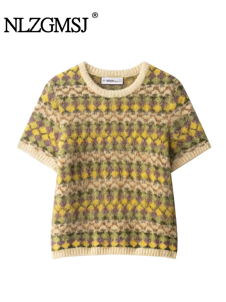 

NLZGMSJ женские осенне-зимние винтажные женские свитера с короткими рукавами, жаккардовые женские модные милые пуловеры