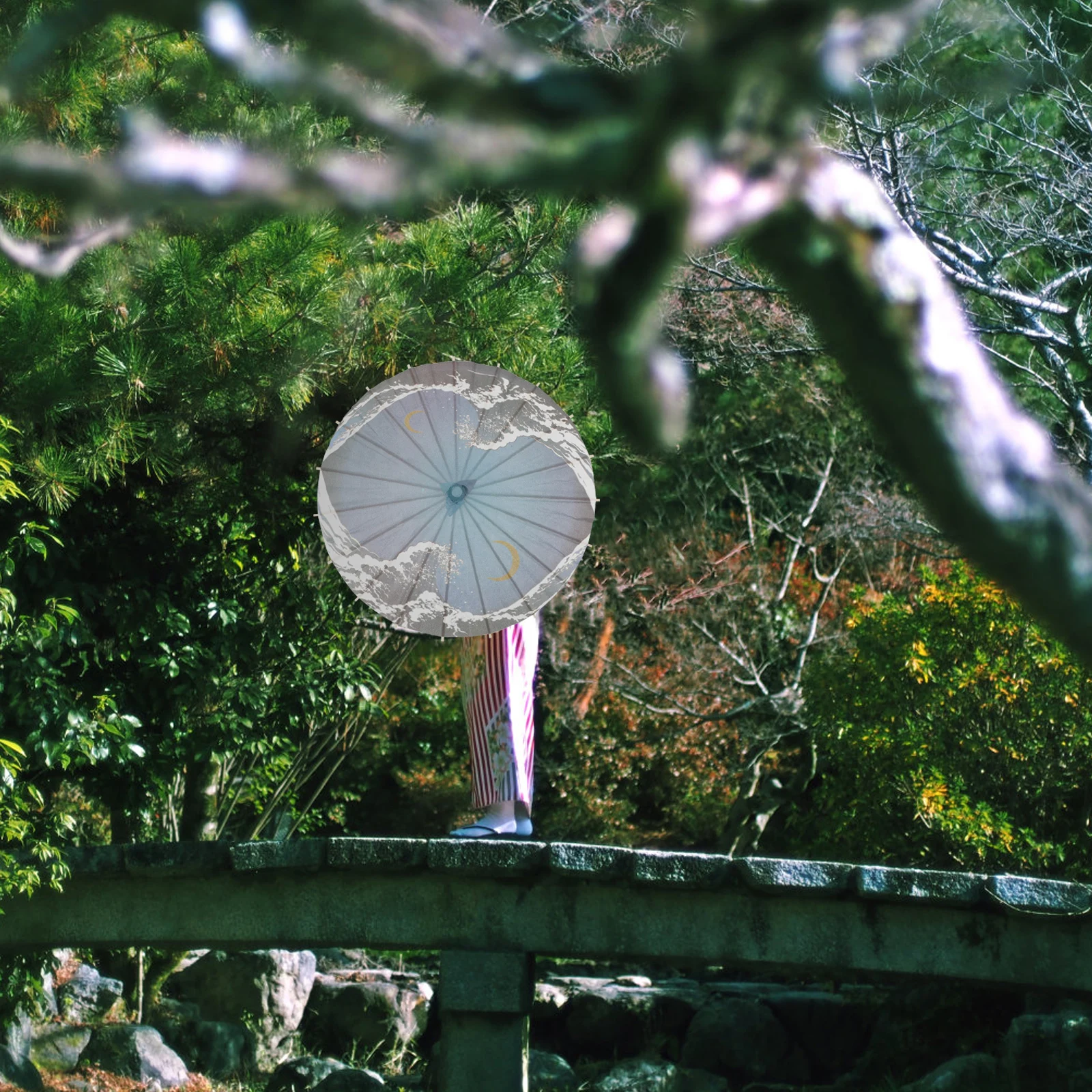 

2 Pcs Paper Umbrella 30cm Green Classical Japanese Umbrella Photography Prop Style Home Festival Photo Props Parasol