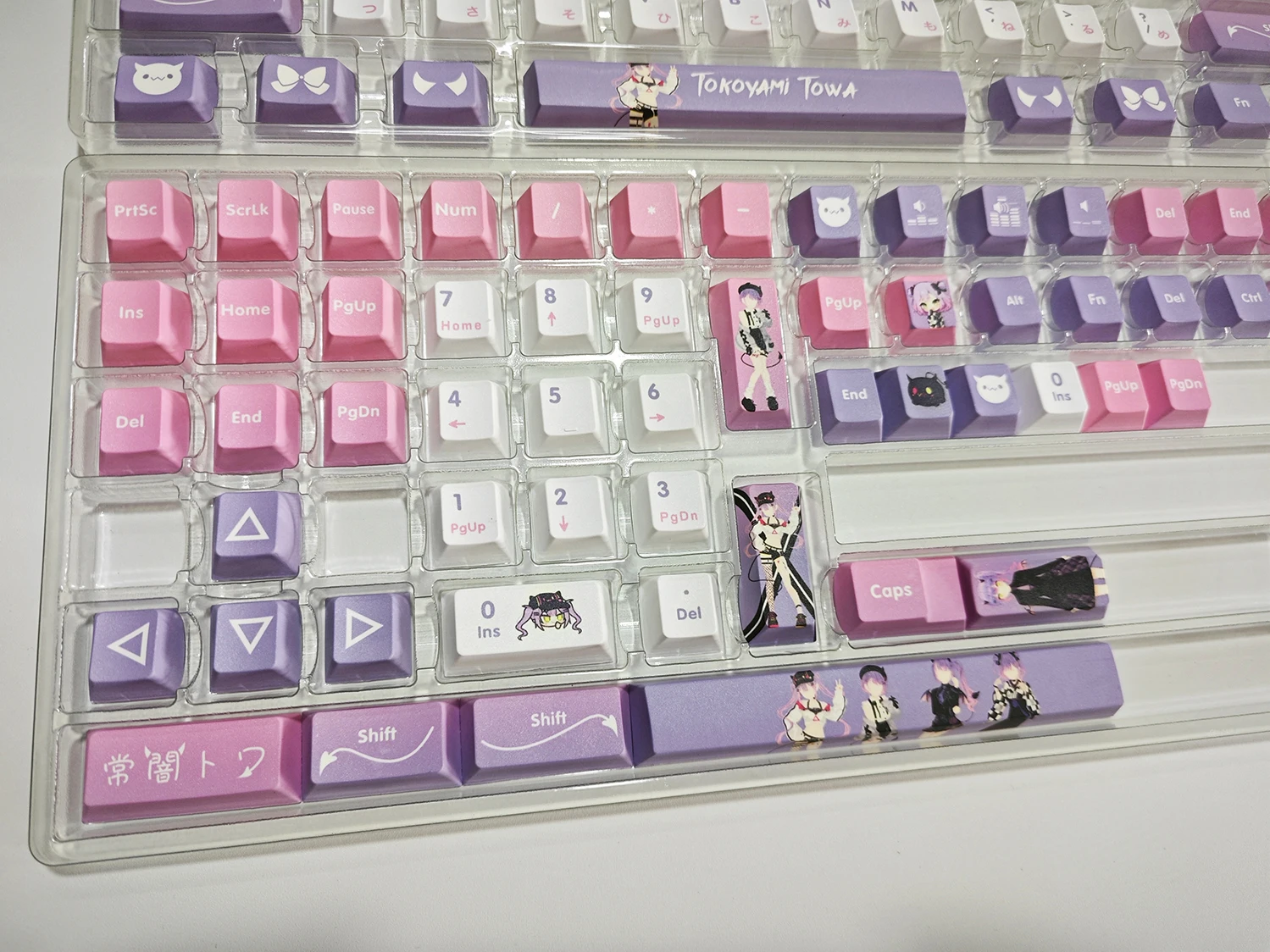Tokoyami Towa Key Cap, Hololive Vtuber Key Cover, PBT DYE, Sublimação Cherry MX, Cross Axis Switch Keycap para teclado mecânico