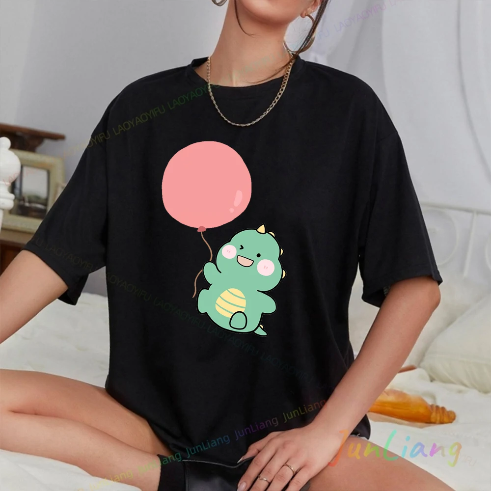 Amour drôle femmes hommes du anniversaire imprimer Couple T-Shirt été dessin animé dinosaure ample femme col rond amoureux T-Shirt 100% coton