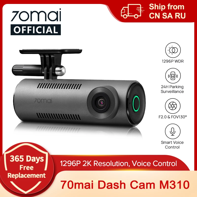 【Nuevo】 70mai Dash Cam M310 1296P Resolución 130 ° FOV Control de voz inteligente compatible 24H Guardia de estacionamiento Visión nocturna 70mai M310 Coche DVR