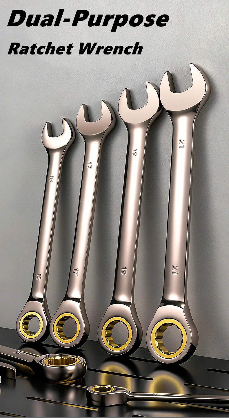 6-22mm 72 Teeth Ratchet Wrench Torque Universal Spanners Wrench for Automotive Maintenance Repair Tool Metric Manual Tools