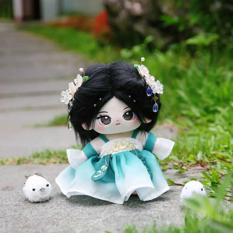 

Long black hair 20cm girl replace Clothes Plush Idol Doll Clothes Kids Stuffed Animal Cute Cartoon Fans toys Gift dolls