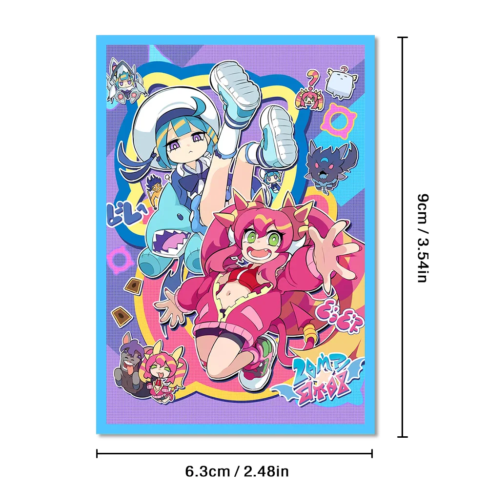 63 × 90 mm 100 Stück holografische Kunst-Cartoon-Anime-Kartenhüllen für YGO Top Loading Cartoon Deck Shield Kartenhülle