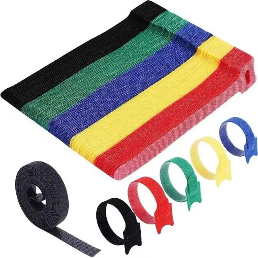 50Pcs Portable 150mmx12mm Cable Ties Nylon Loop Wrap Back To Back T Buckle Strap T-shaped Self Adhesive Data Cable Tie Home
