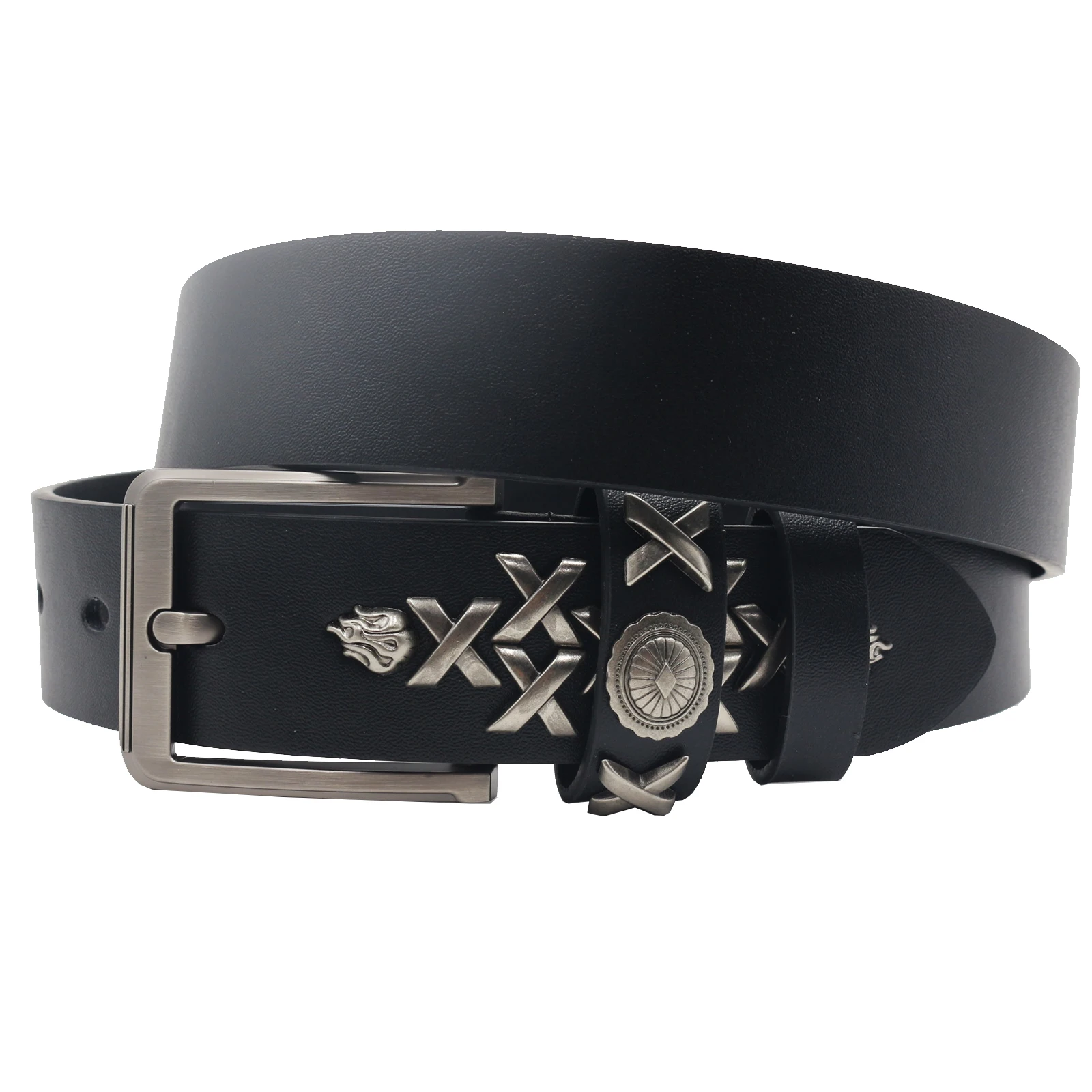 

Ремень с шипами в стиле панк, роскошный ковбойский пояс из искусственной кожи в западном стиле, в стиле хип-хоп, для джинсов