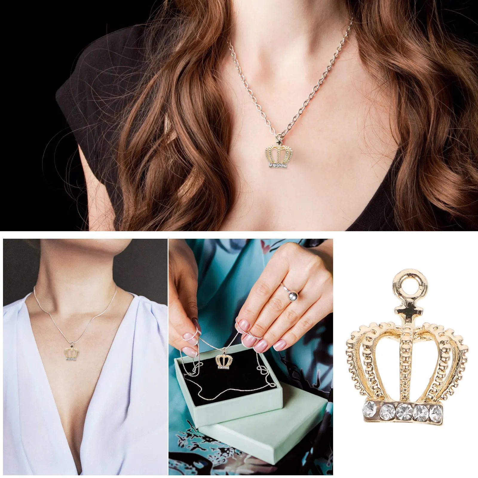 

10 шт. подвесок-корон для самостоятельного изготовления украшений, аксессуары из сплава, креативные металлические шармы, декор для ожерелий, ювелирные комплектующие