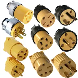 Yellow Black American 15A NEMA 5-15P 6-15P US Industry Wiring Plug Connector Detachable Assembly In-line Power Cord Plug 125V