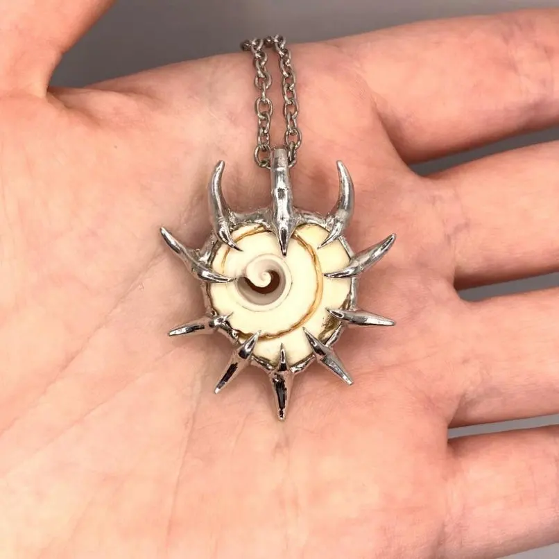 

Handmade Brutalist Y2k Gift For Her Soldered Necklace Conch Spiky Bubble Claw Organic Claws Thorns 18+2inch Jewelry