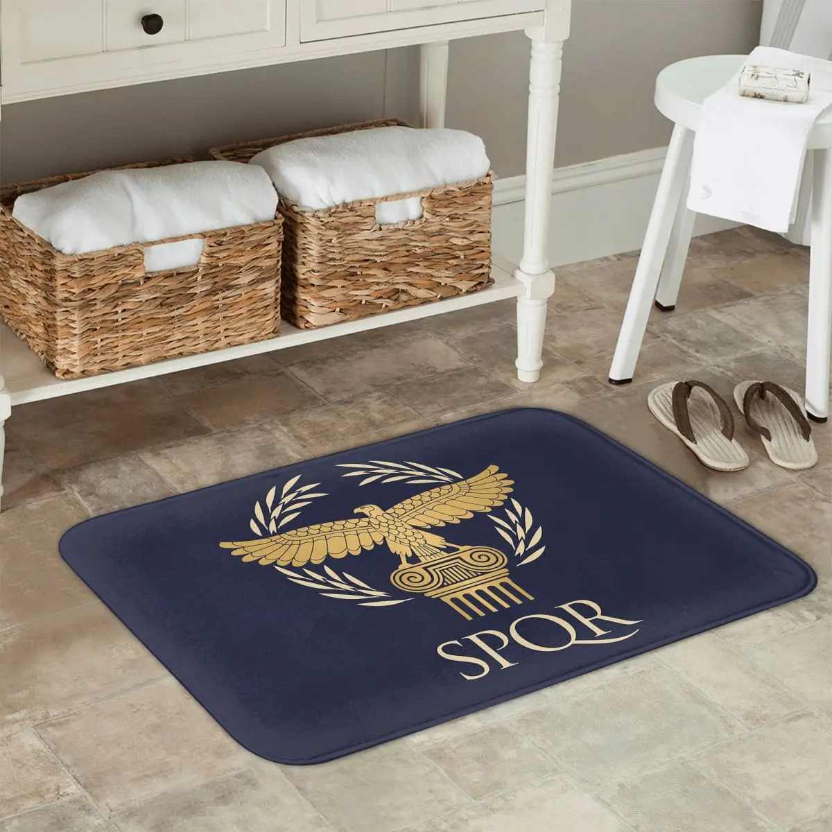Gold Roman Imperial Eagle SPQR Non-slip Doormat Floor Mat Absorbent Mat Carpet Rug for Kitchen Entrance Home Bedroom Footpad Mat