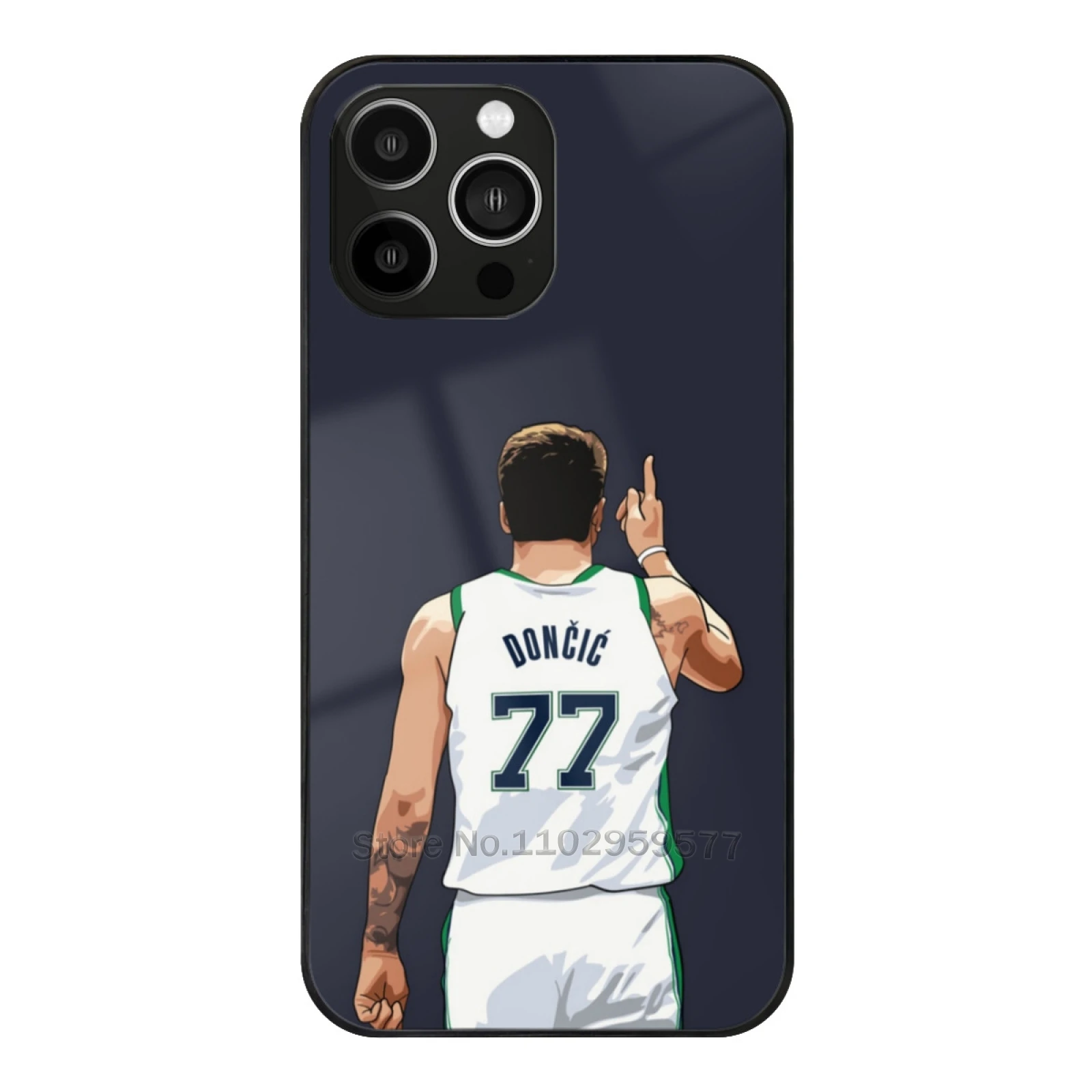 Luka Doncic Pointing White Qiangy Soft Glass Case For Iphone 15 14 13 12 11 Pro X Xs Xr 7 8 Max Mini Cover Luka Doncic