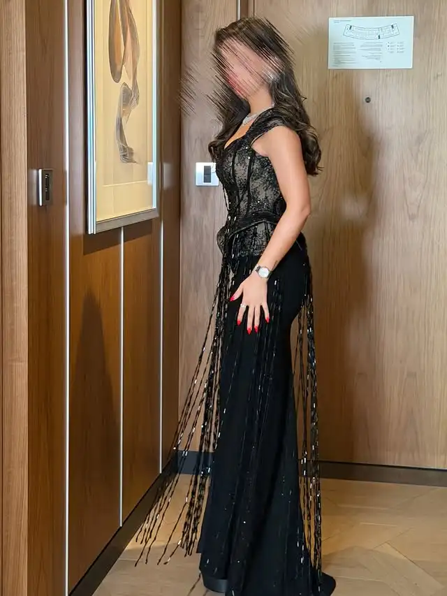 Customized Beading Tassel Prom Dress Sweetheart Cape Sleeve Wedding Party Gown with Split Black Corset Formal Cocktail Dresses