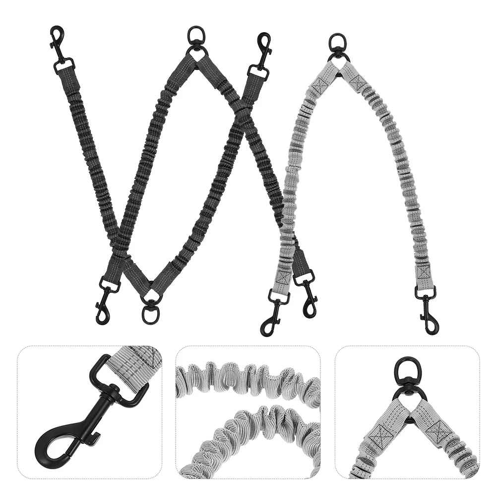 

3Pcs Double Dog Lead Splitter Reflective Pet Traction Rope Outdoor Walking Dog Leash Strong Puppy Running Leash